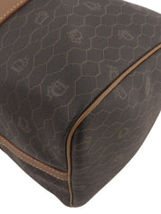 Honeycomb Pattern Boston Bag in Black/Brown