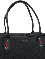 Canvas GG Pattern Sherry Line Boston Bag in Black