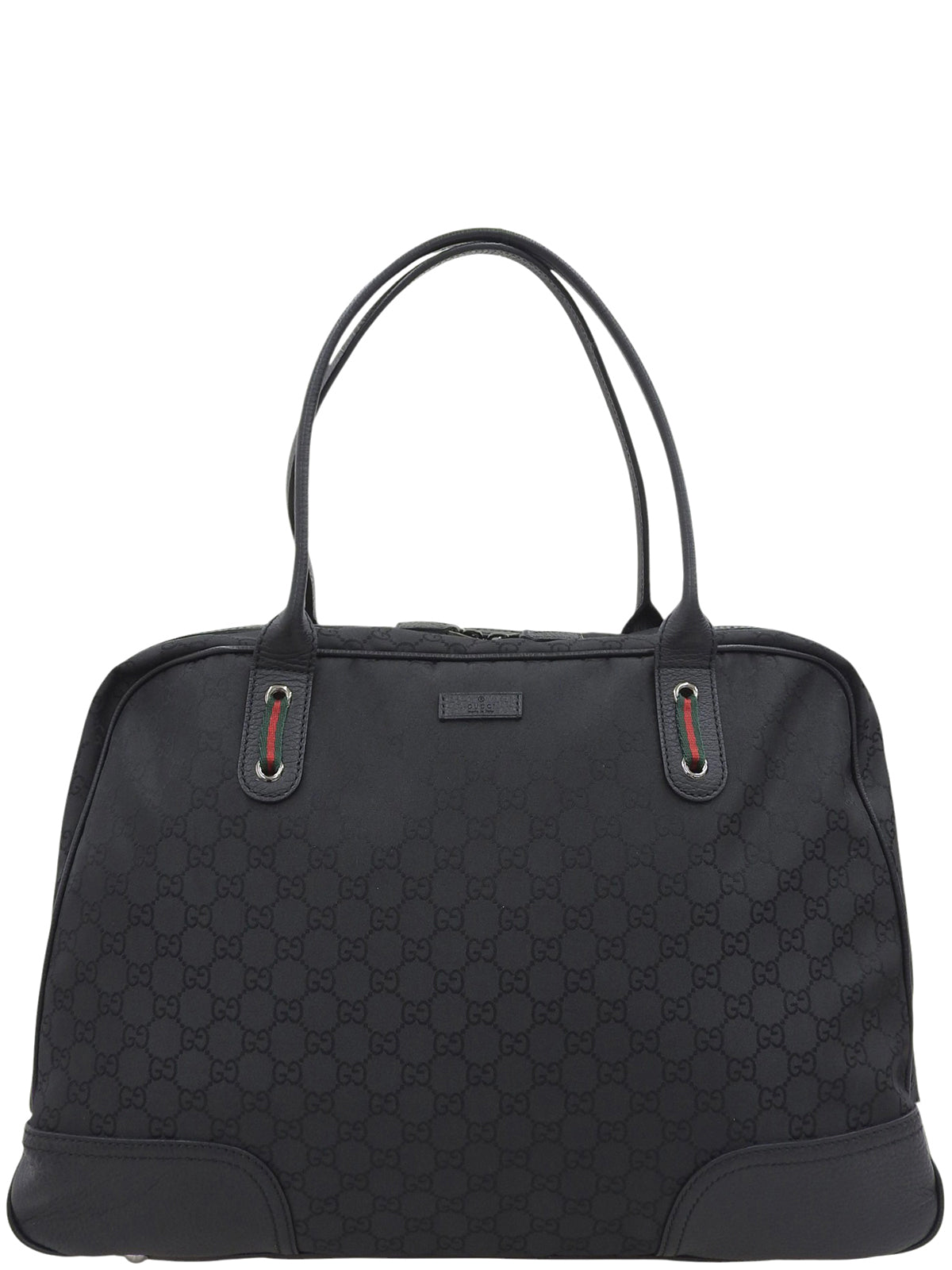 Canvas GG Pattern Sherry Line Boston Bag in Black