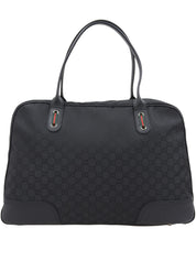 Canvas GG Pattern Sherry Line Boston Bag in Black