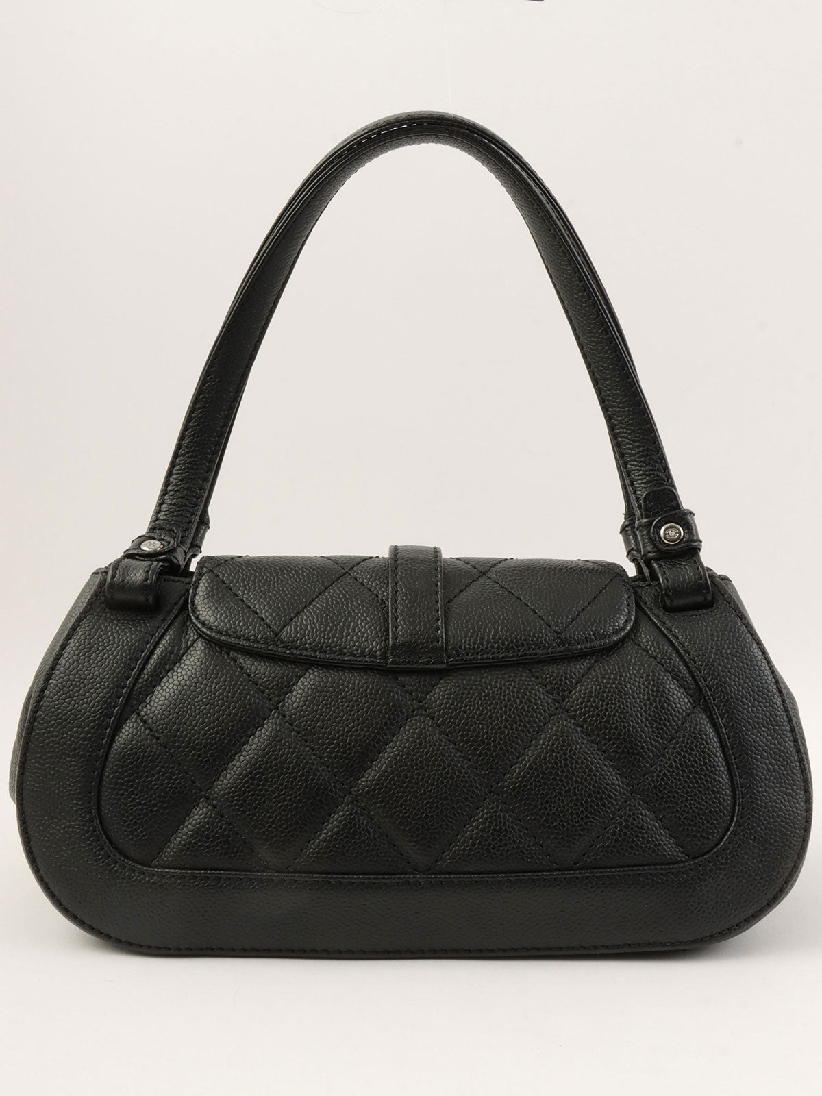 2005年頃製 キャビアスキン2.55ターンロックプレートハンドバッグ ブラック