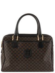 マカダムパターンロゴエンボスハンドバッグ ブラウン