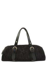 トロッターパターンフラワー刺繍ハンドバッグ ブラック