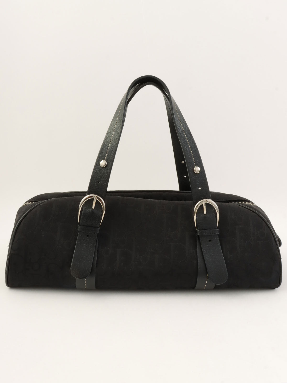 トロッターパターンフラワー刺繍ハンドバッグ ブラック