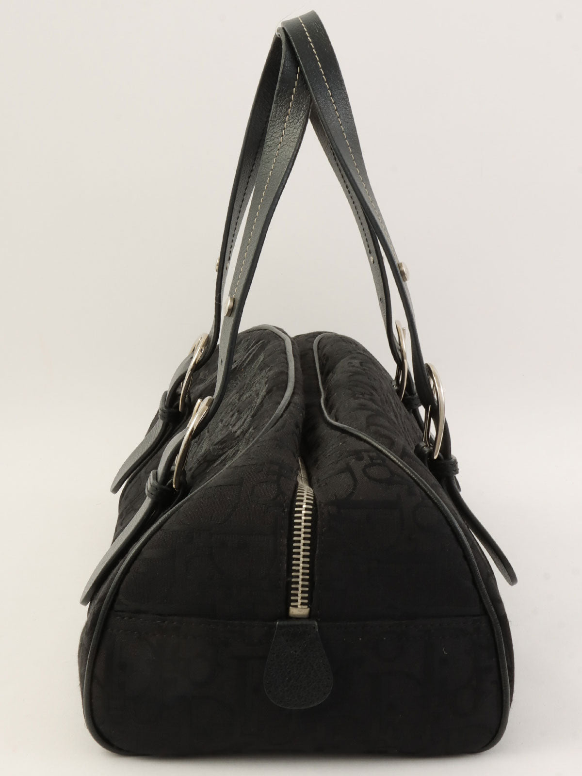 トロッターパターンフラワー刺繍ハンドバッグ ブラック