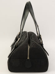 トロッターパターンフラワー刺繍ハンドバッグ ブラック