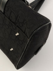 トロッターパターンフラワー刺繍ハンドバッグ ブラック