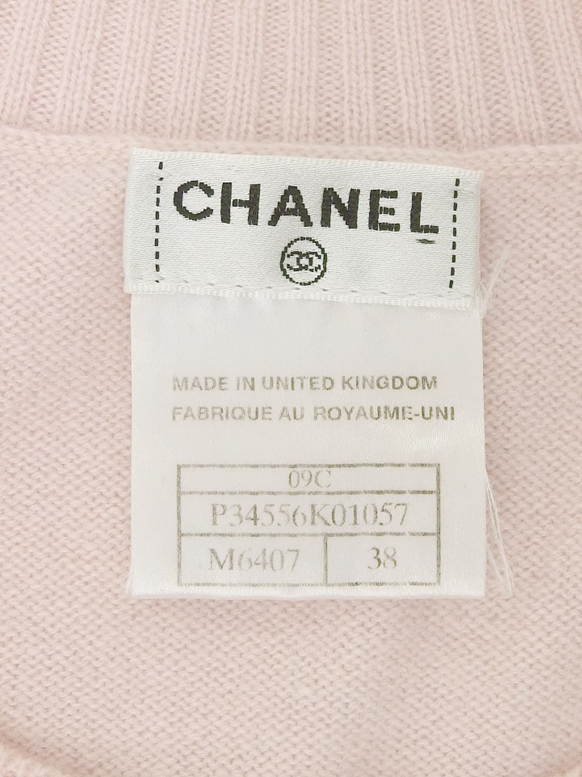 2009年製 カシミヤバックCCマークロゴニットトップス ベビーピンク/マルチ