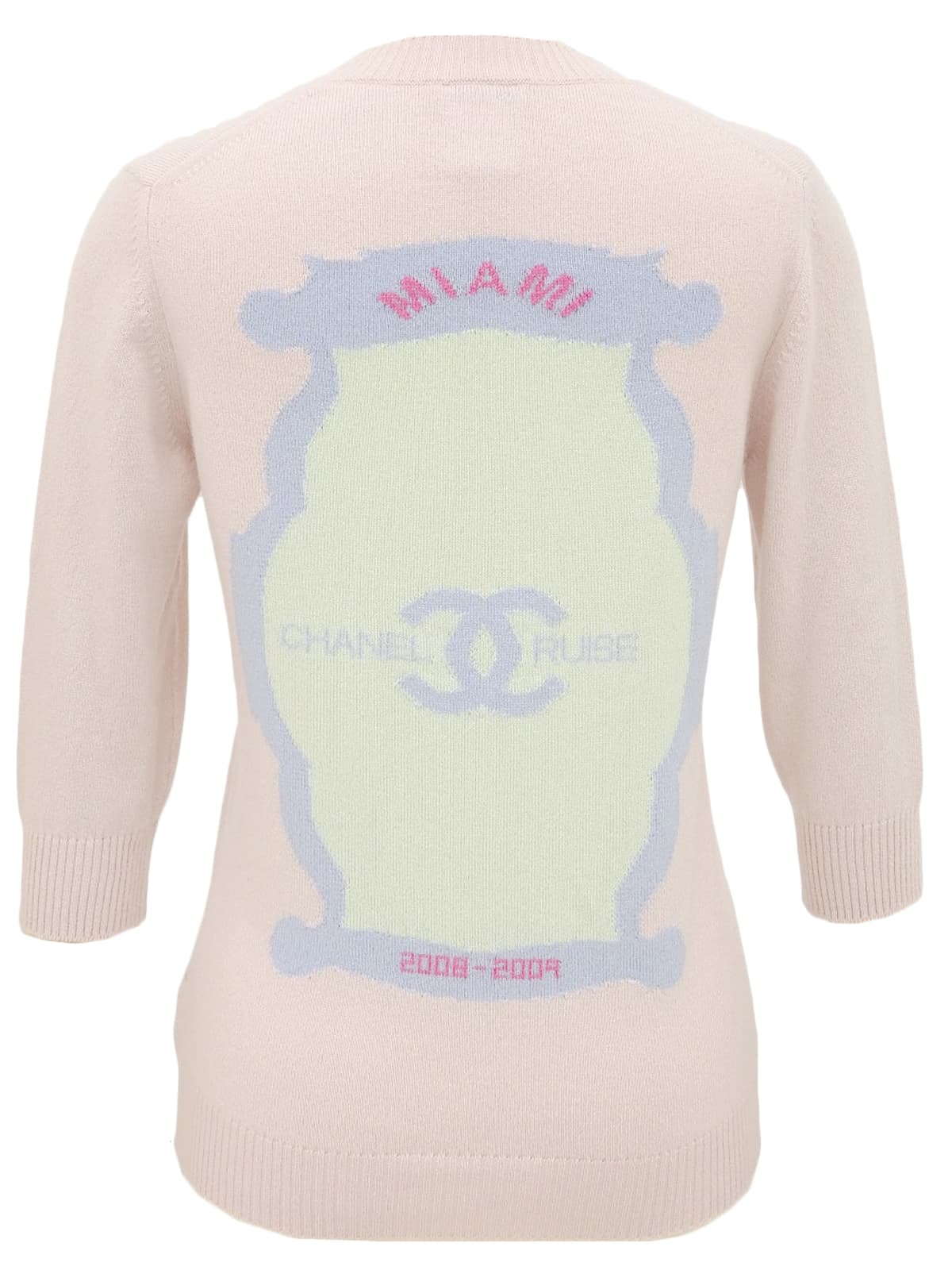 2009年製 カシミヤバックCCマークロゴニットトップス ベビーピンク/マルチ