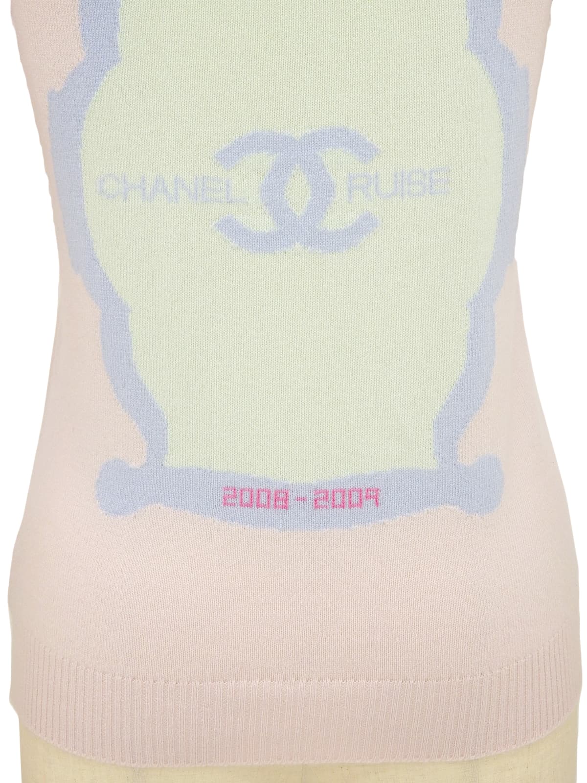 2009年製 カシミアバックCCマークロゴニットトップス ベビーピンク/マルチ