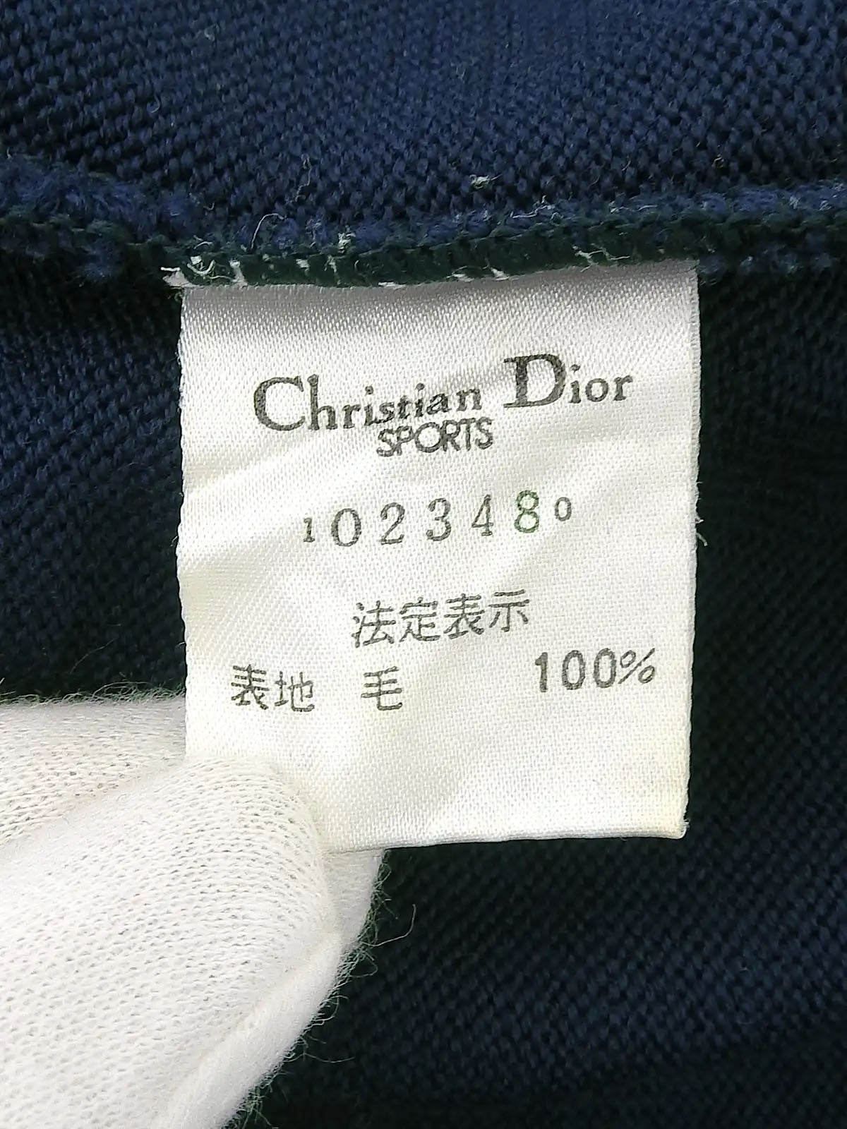 ロゴ刺繍ニットトップス　ネイビー