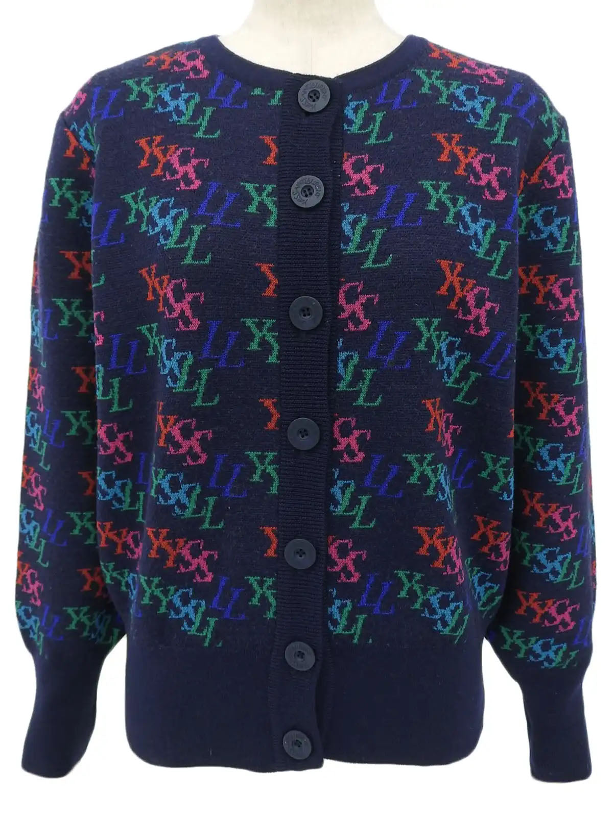 Logo Pattern Cardigan Navy/Multi