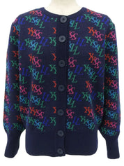 Logo Pattern Cardigan Navy/Multi