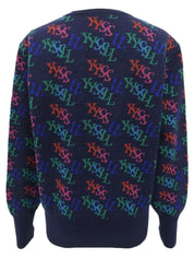 Logo Pattern Cardigan Navy/Multi
