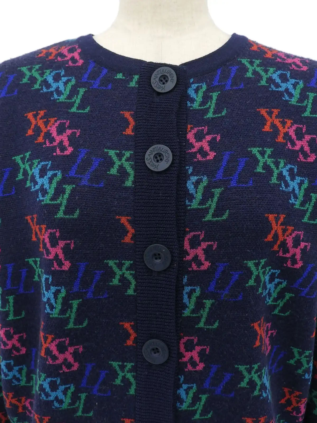 Logo Pattern Cardigan Navy/Multi