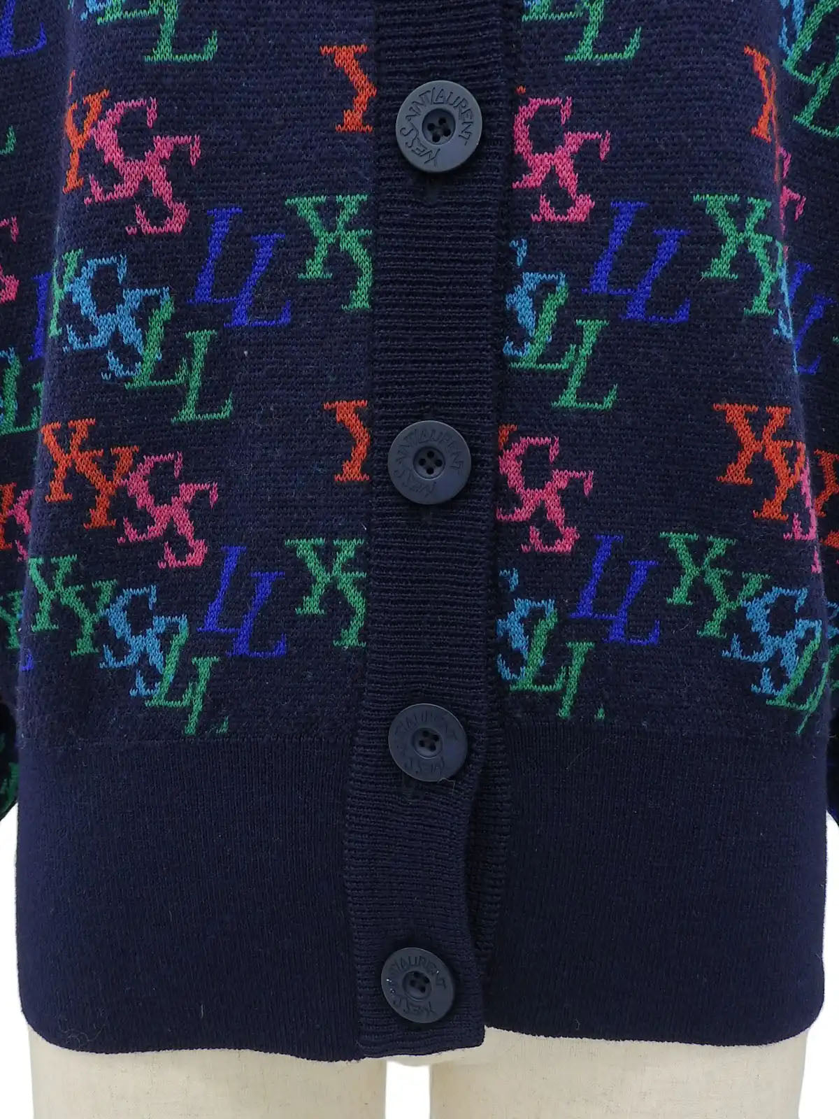 Logo Pattern Cardigan Navy/Multi