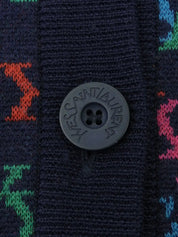 Logo Pattern Cardigan Navy/Multi