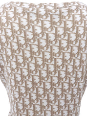 Trotter Pattern Flower Embroidered Half Sleeve Top in White/Brown