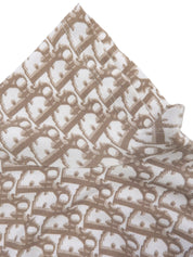 Trotter Pattern Flower Embroidered Half Sleeve Top in White/Brown