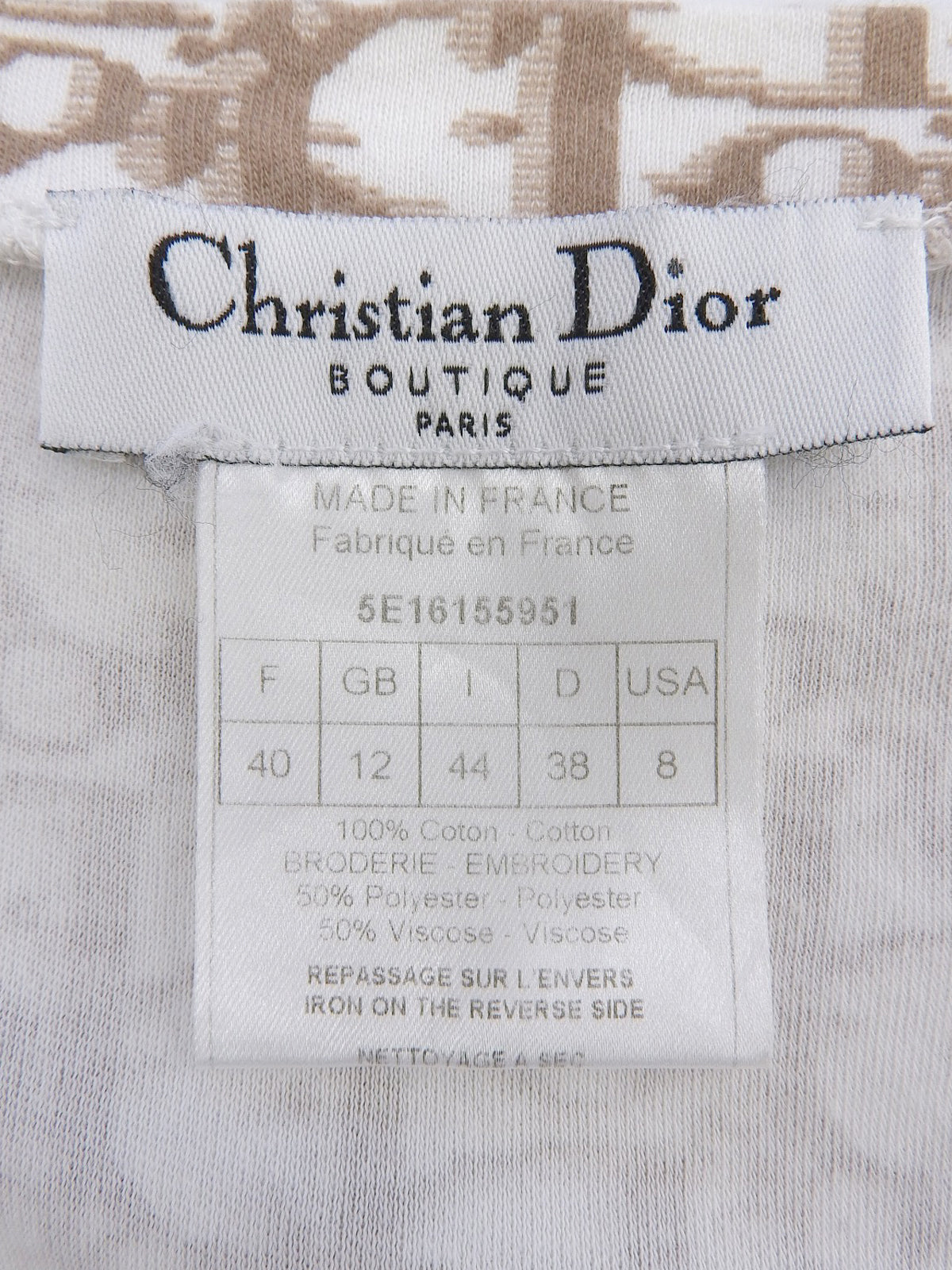 Trotter Pattern Flower Embroidered Half Sleeve Top in White/Brown