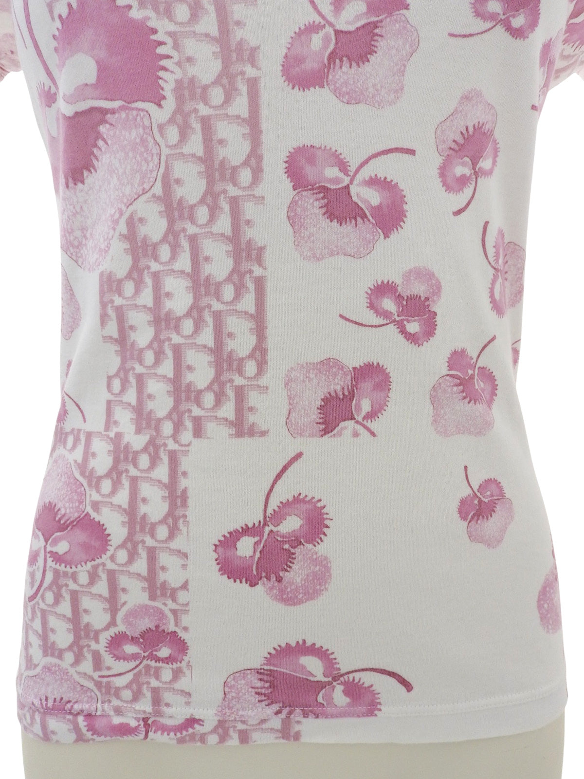 Design Pattern Short Sleeve Top in White/Pink