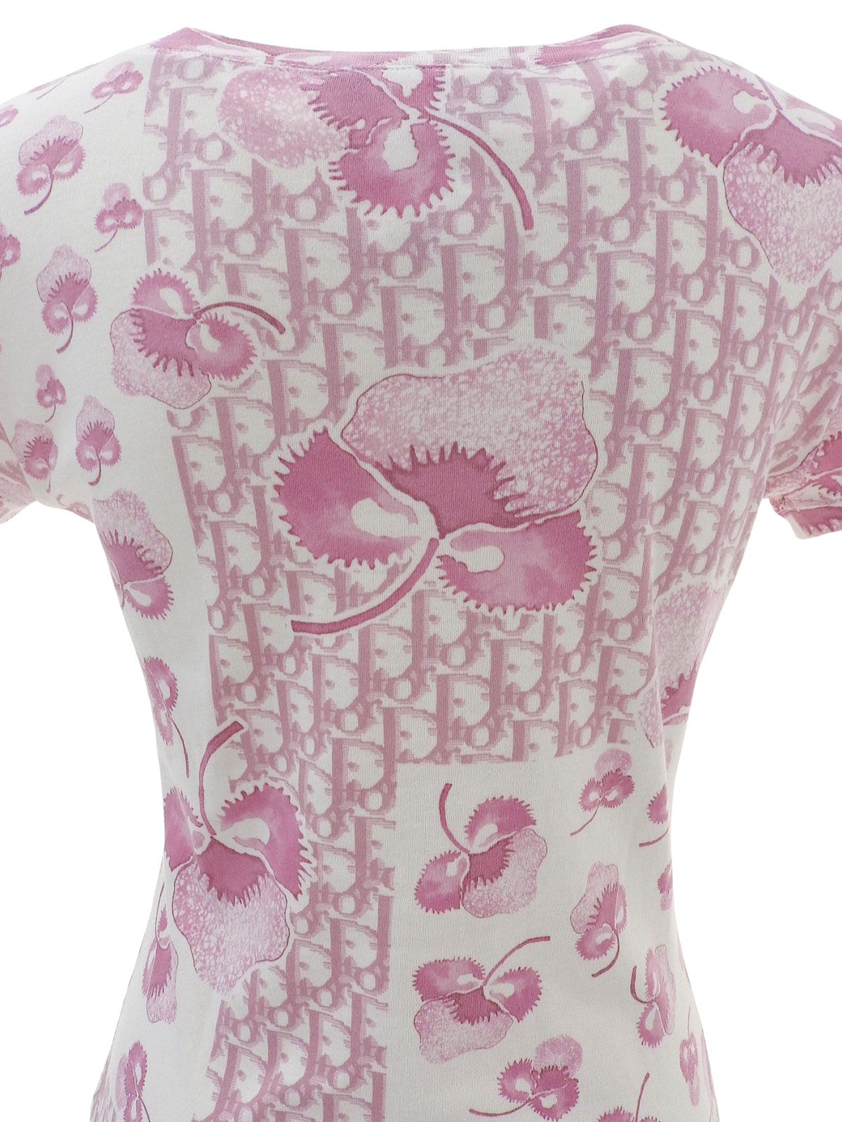 Design Pattern Short Sleeve Top in White/Pink