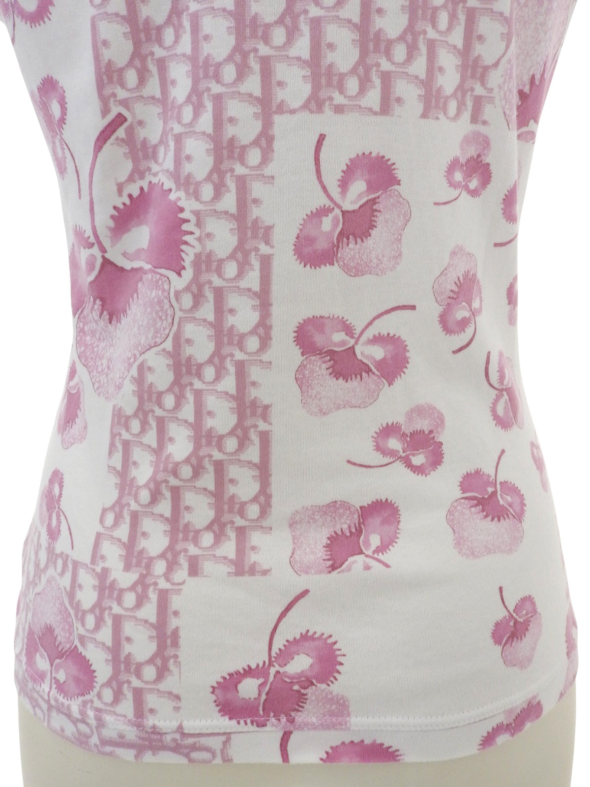 Design Pattern Short Sleeve Top in White/Pink