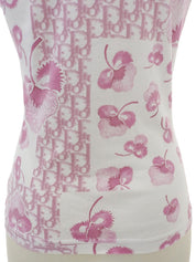 Design Pattern Short Sleeve Top in White/Pink