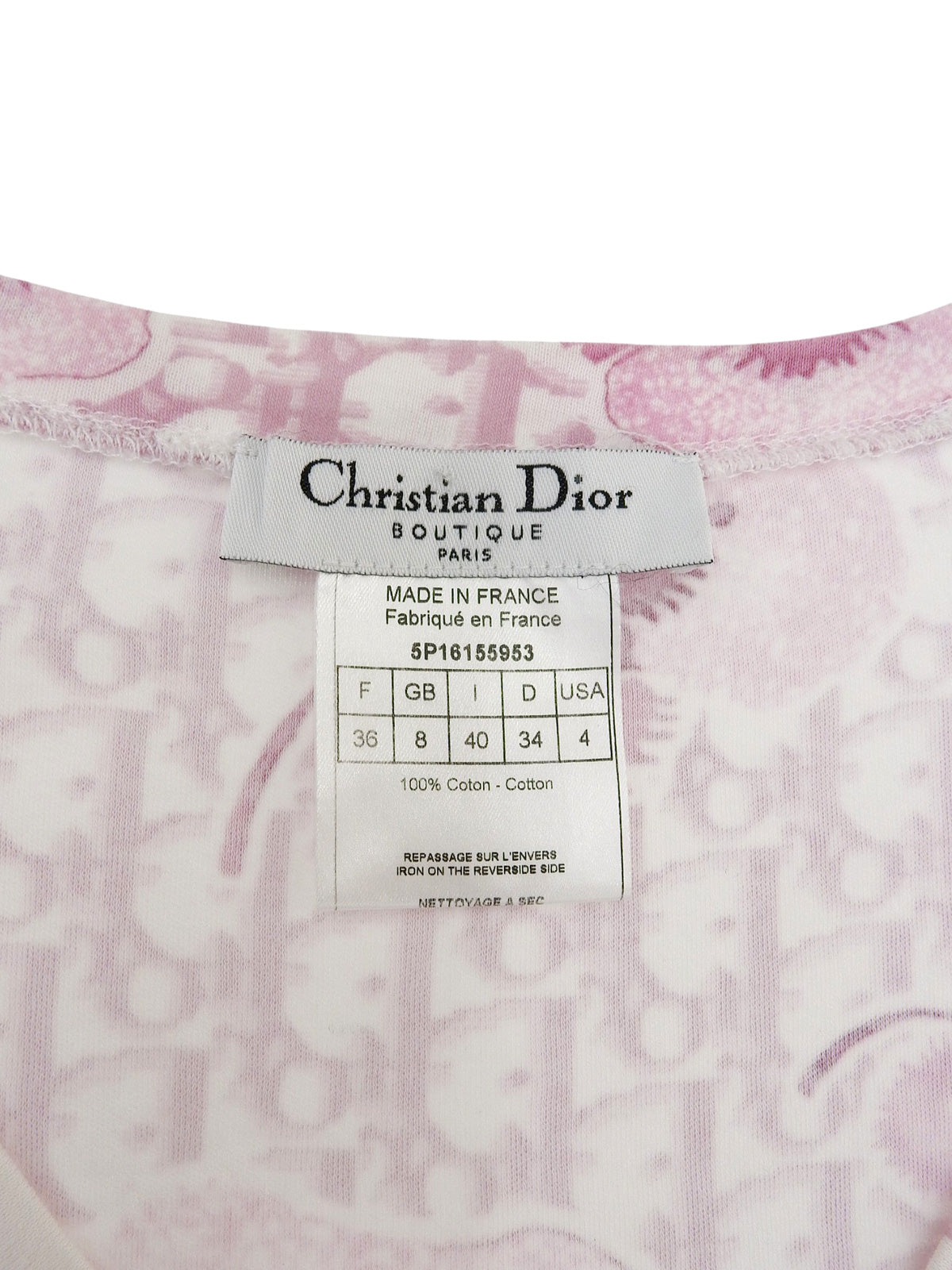 Design Pattern Short Sleeve Top in White/Pink