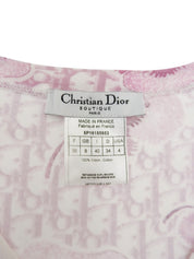 Design Pattern Short Sleeve Top in White/Pink