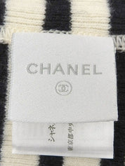 2006 Made Striped Pattern CC Mark High Neck Knitted Sweater Ivory/Black