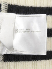 2006 Made Striped Pattern CC Mark High Neck Knitted Sweater Ivory/Black