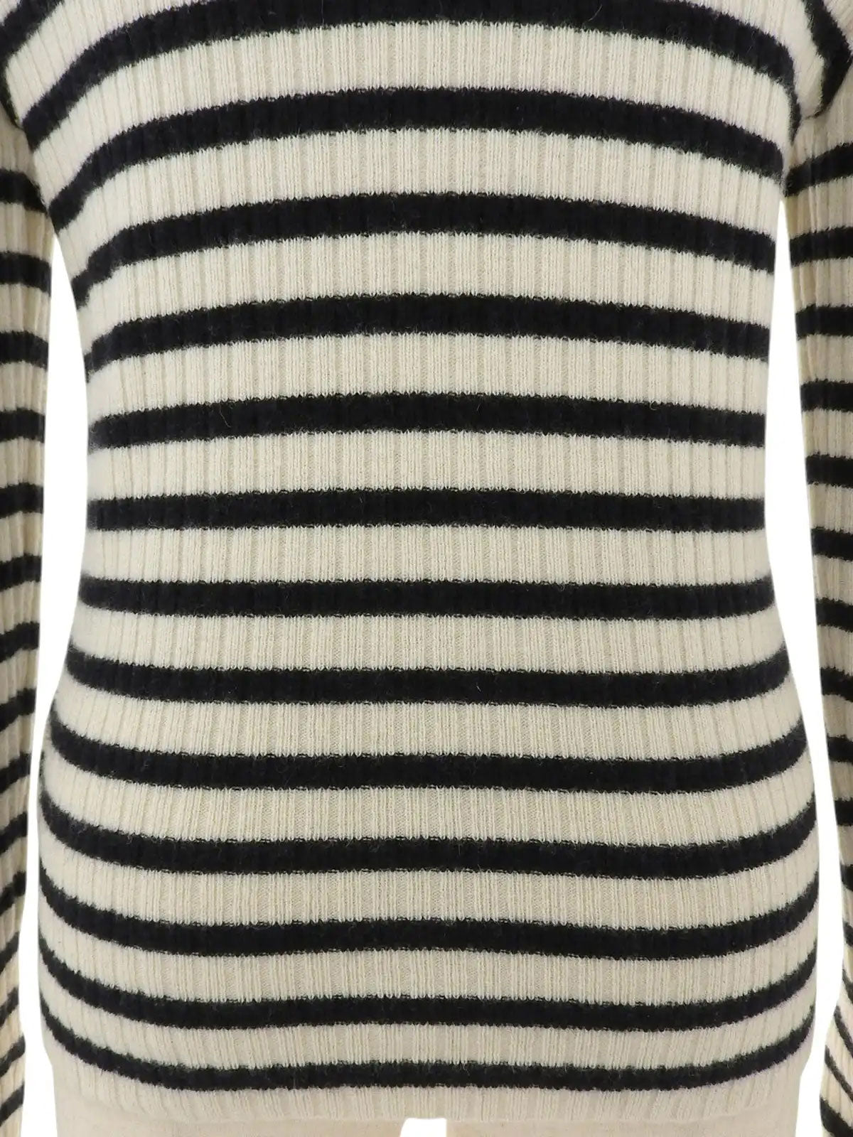 2006 Made Striped Pattern CC Mark High Neck Knitted Sweater Ivory/Black