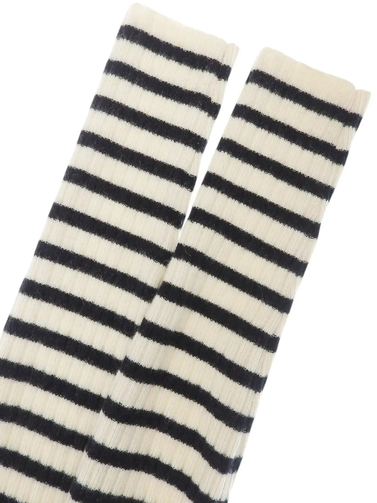 2006 Made Striped Pattern CC Mark High Neck Knitted Sweater Ivory/Black