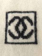 2006 Made Striped Pattern CC Mark High Neck Knitted Sweater Ivory/Black