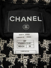 2009 Tweed Houndstooth Pattern CC Mark Button Jacket in Black/White
