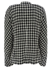 2009款黑色/白色斜纹千鸟格图案CC标志纽扣夹克