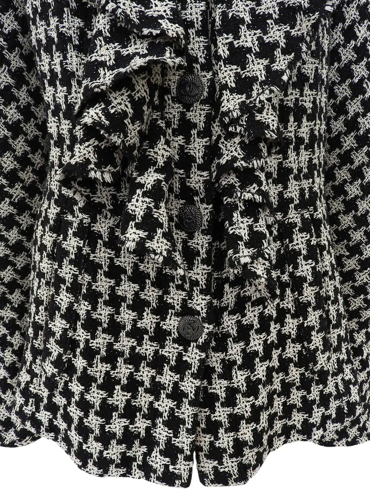 2009年製 ツイードハウンドトゥースパターンCCマークボタンジャケット ブラック/ホワイト