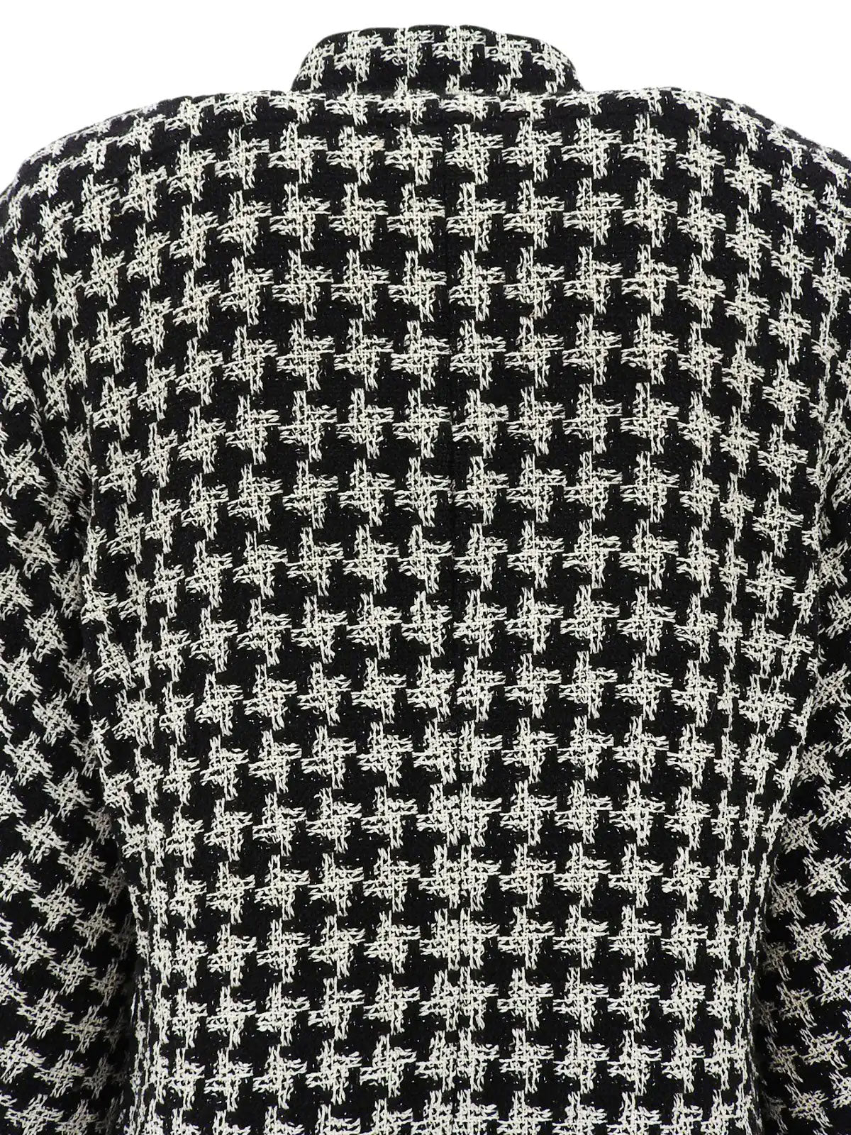 2009 Tweed Houndstooth Pattern CC Mark Button Jacket in Black/White