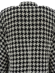 2009 Tweed Houndstooth Pattern CC Mark Button Jacket in Black/White