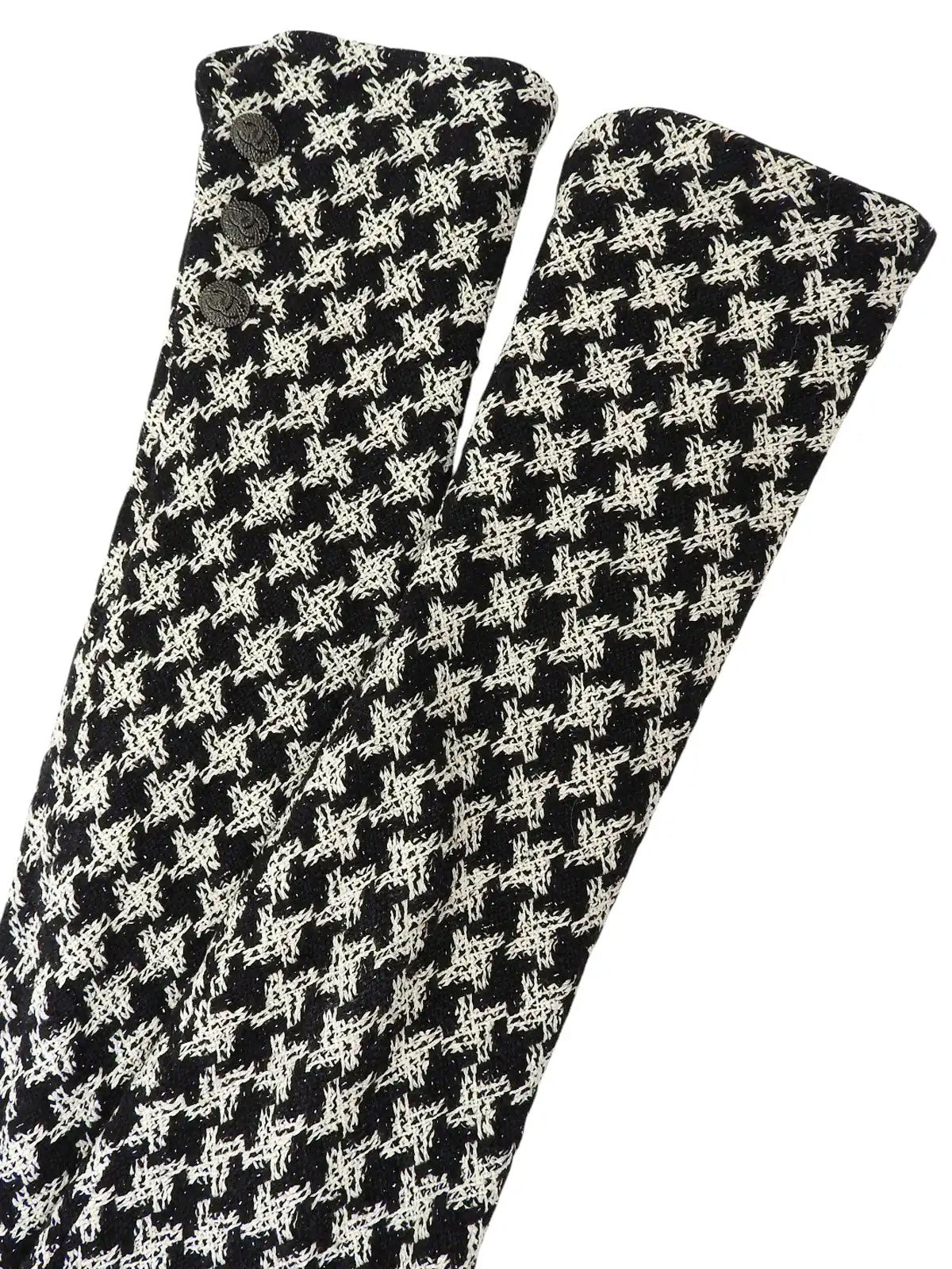 2009年製 ツイードハウンドトゥースパターンCCマークボタンジャケット ブラック/ホワイト