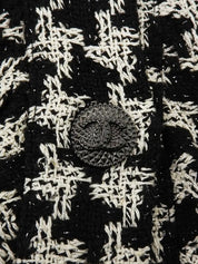 2009年製 ツイードハウンドトゥースパターンCCマークボタンジャケット ブラック/ホワイト