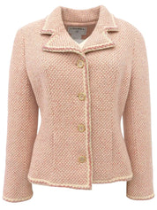 2001 Cashmere Tweed Clear CC Mark Button Jacket in Ivory/Pink/Multi