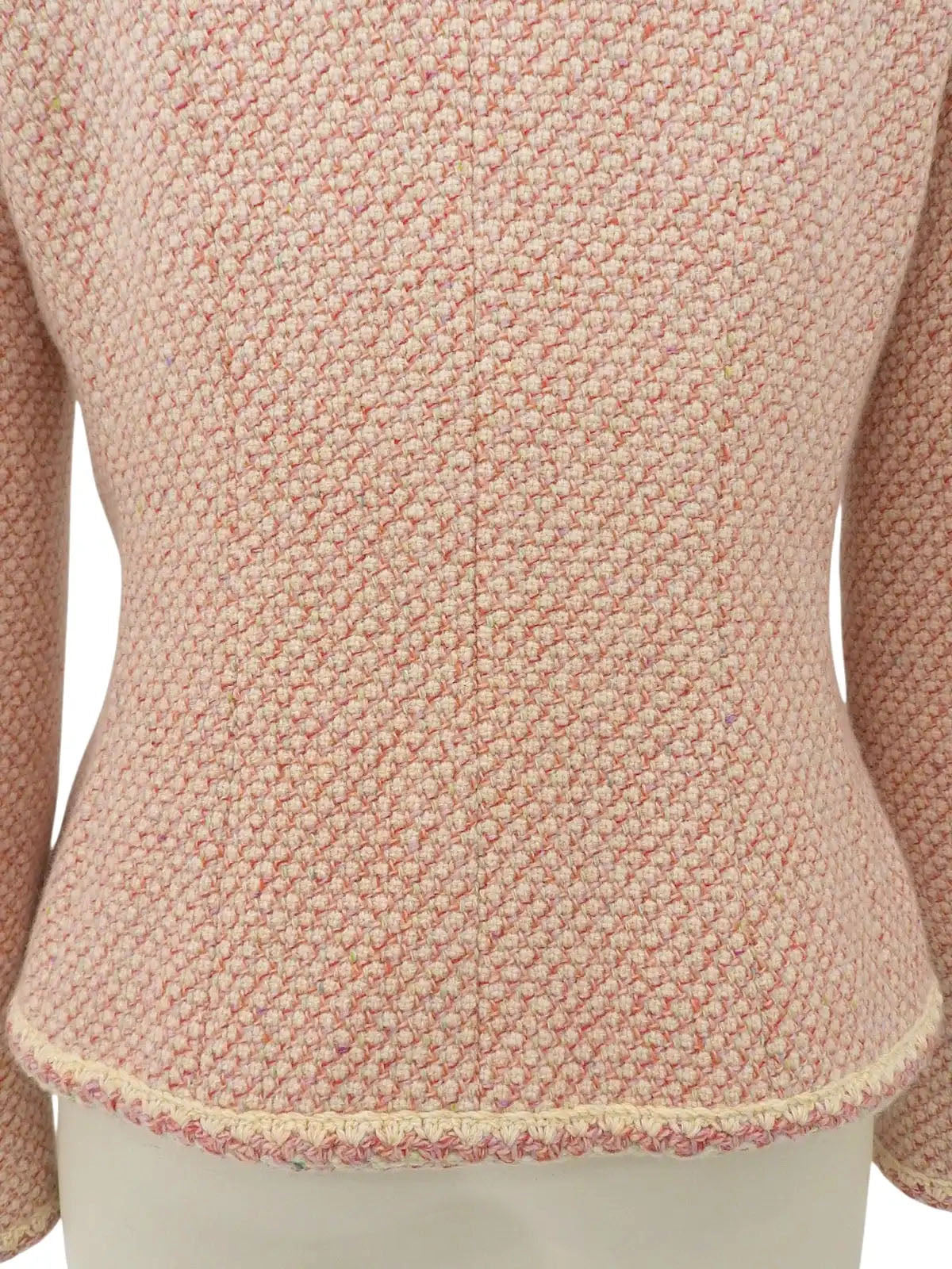 2001 Cashmere Tweed Clear CC Mark Button Jacket in Ivory/Pink/Multi