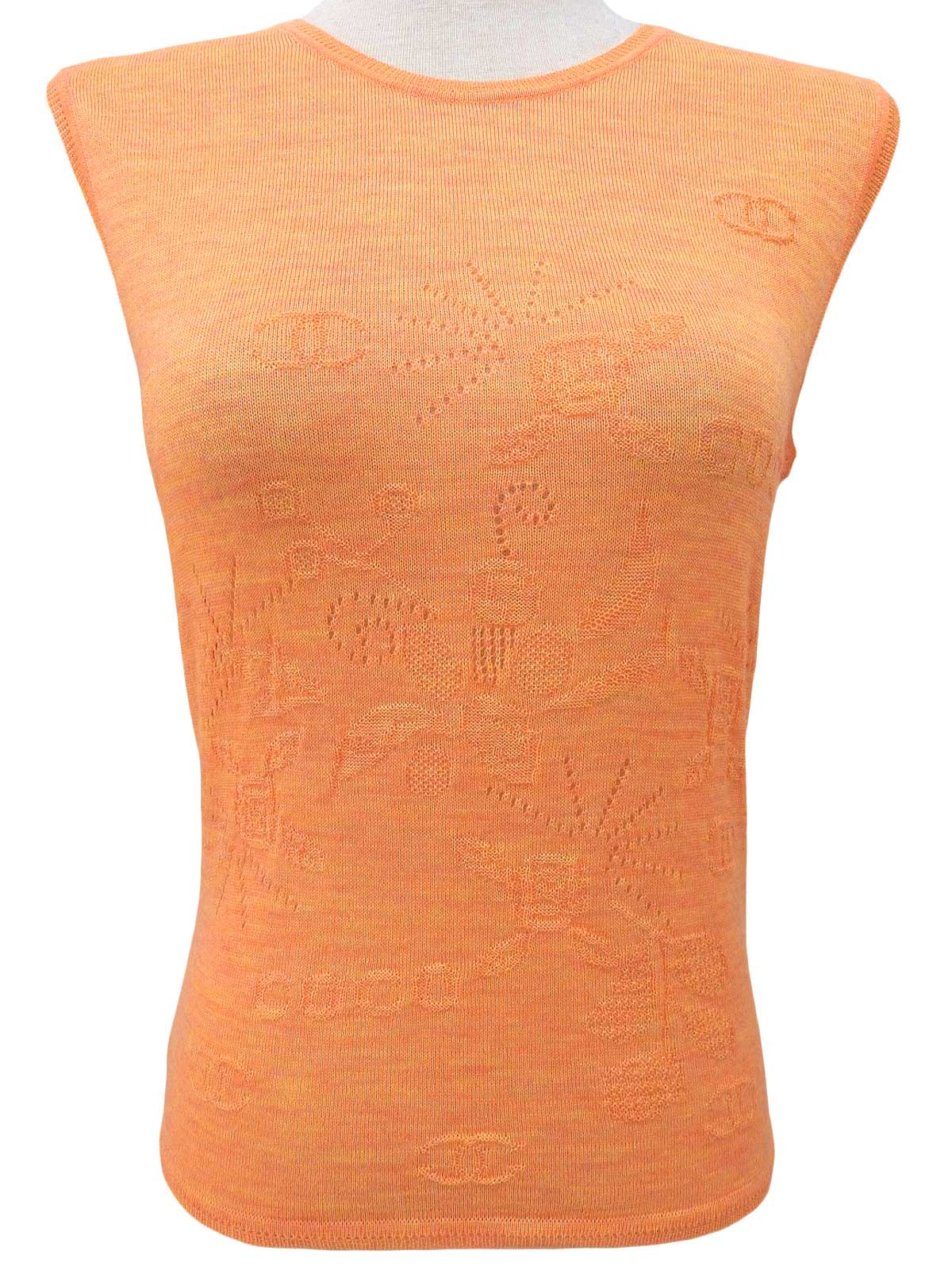 Wool CC Mark Multi-Motif Sleeveless Top in Orange