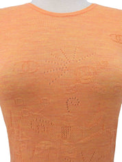 Wool CC Mark Multi-Motif Sleeveless Top in Orange