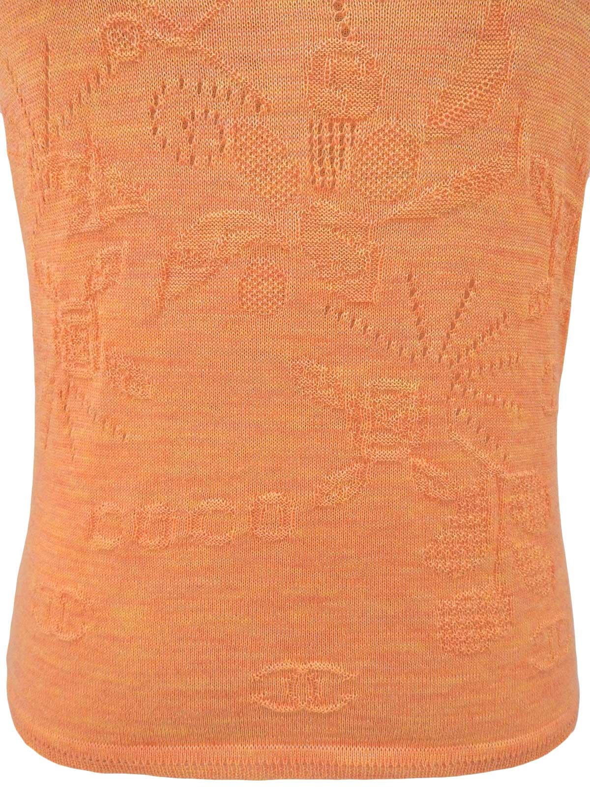 Wool CC Mark Multi-Motif Sleeveless Top in Orange