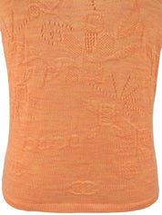 Wool CC Mark Multi-Motif Sleeveless Top in Orange