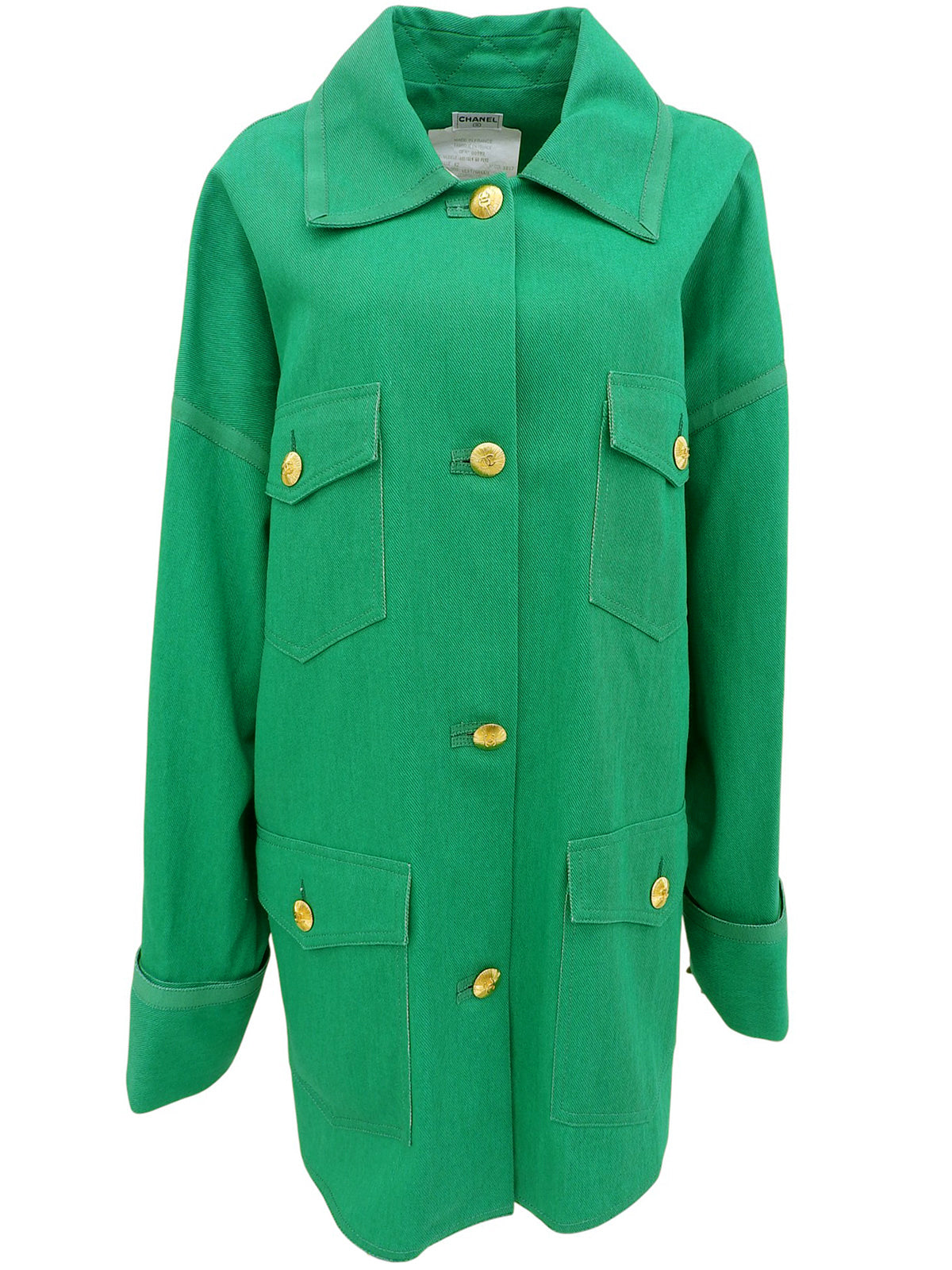 コットンCCマークボタンサファリジャケット グリーン