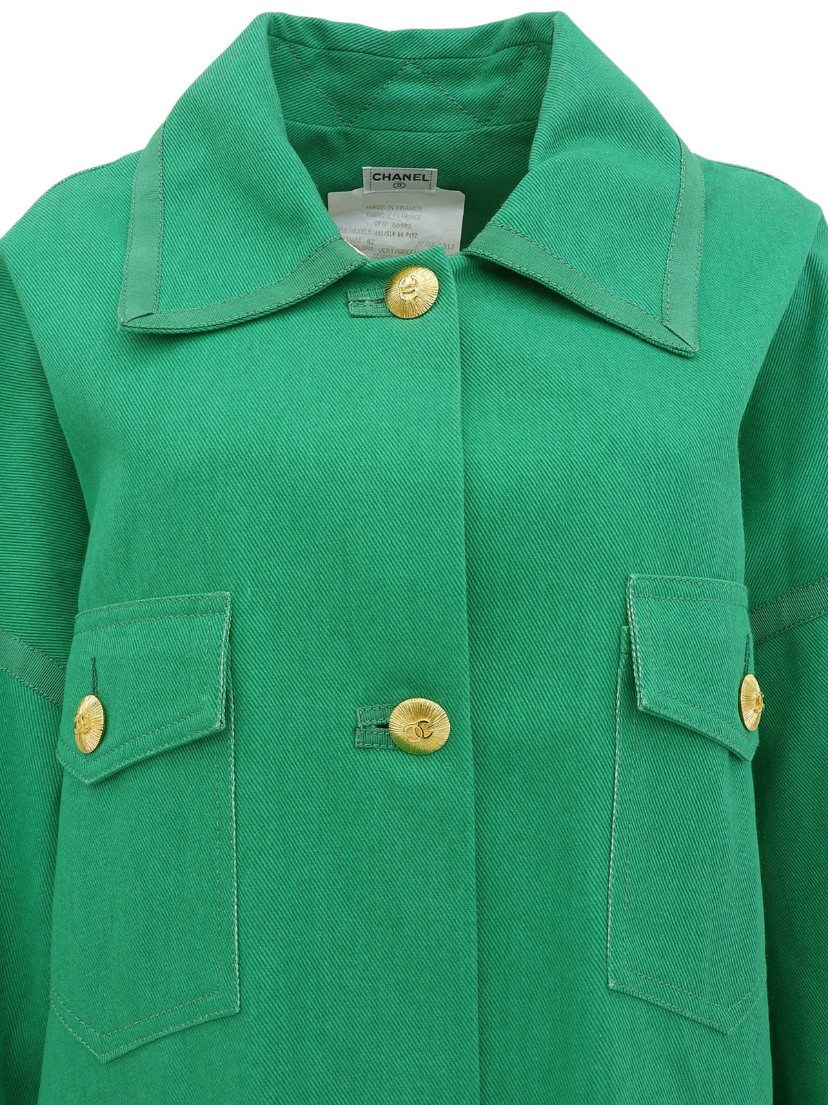 コットンCCマークボタンサファリジャケット グリーン